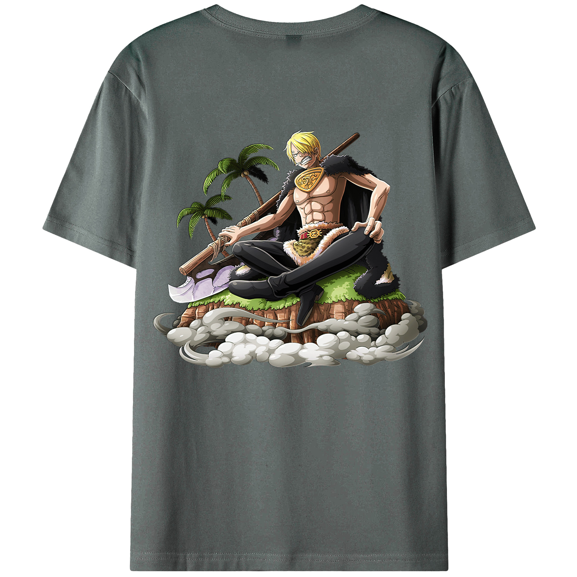 （画像用） ワンピース サンジ ONE PIECE Sanji 綿100％ メンズ半袖Tシャツ（バックプリント） 通気性